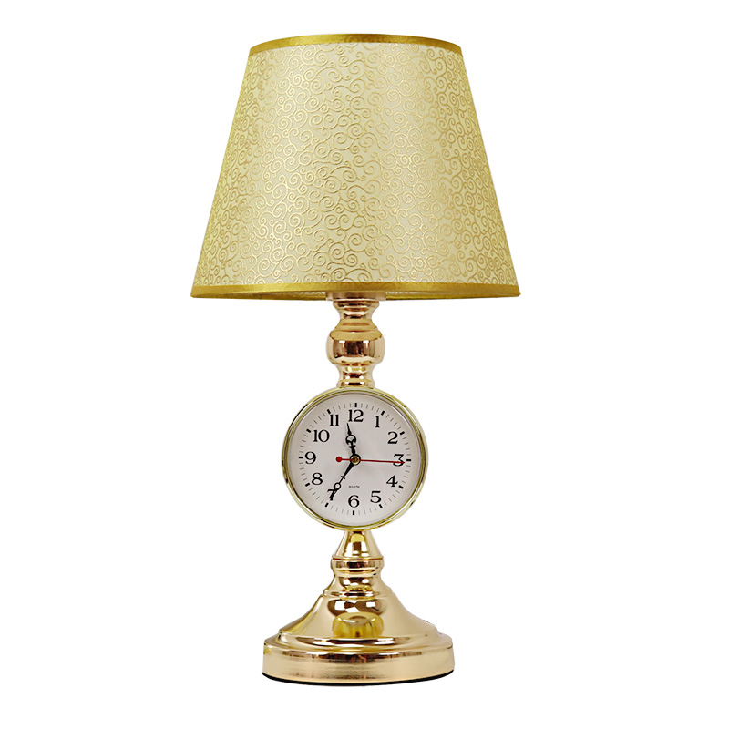 欧式轻奢带钟表台灯北欧卧室插电浪漫遥控美式结婚创意装饰床头灯