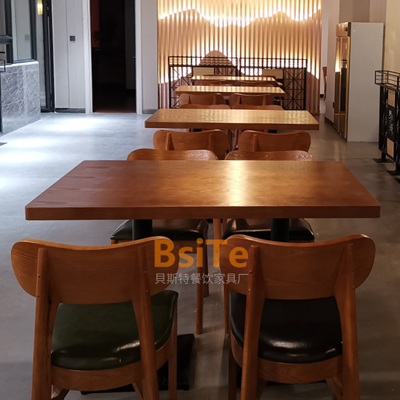 实木西餐厅桌椅复古餐饮小吃店日本料理粉面馆中式餐厅餐桌椅组合