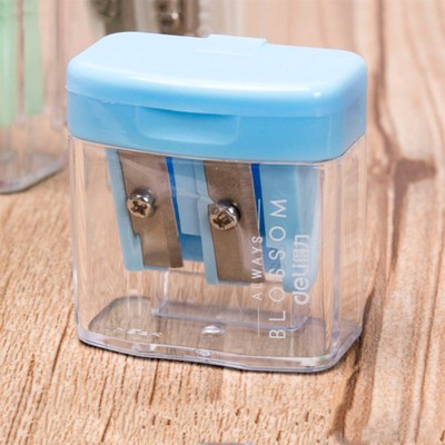 Double Holes Plastic Pencil Sharpeners Candy Color Transpare