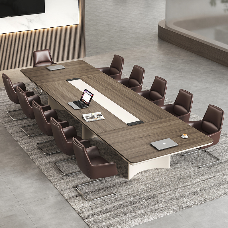 大型烤漆会议桌长桌简约现代 办公工作台会议室洽谈接待桌椅组合