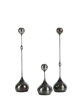 现代简约银色黑色金属水滴烛台摆件样板房售楼处餐厅餐桌软装饰品