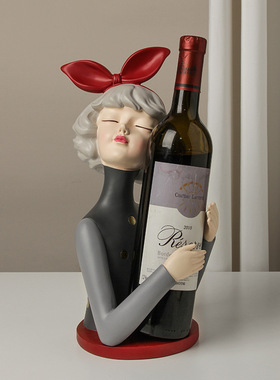 北欧创意蝴蝶结女孩红酒架摆件家居酒柜商场酒店超市美陈摆件