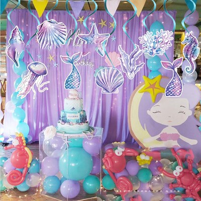 Mermaid Theme Garlands Pendant Aquatic Shell Seahorse Spiral