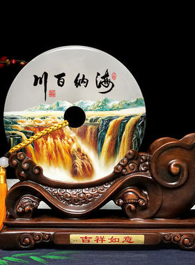 送领导送老师同事客厅办公室桌面笔筒礼品定制天然玉石平安扣摆件