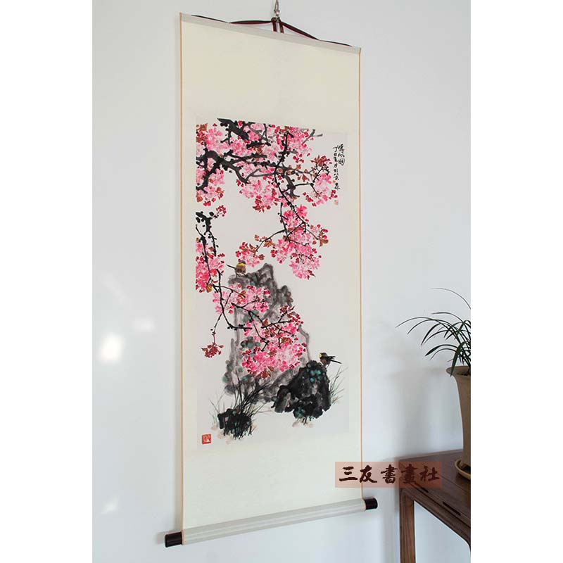 国画吉祥花鸟卷轴挂画复制版画高清水墨画心已装裱的立轴竖版装饰