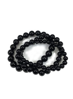 黑碧玺手链6-14mm老矿黑碧玺暗碧玺黑色珠子散珠佛珠单圈手串男女