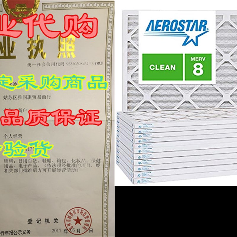14x14x1 AC and Furnace Air Filter by Aerostar - MERV 8, B