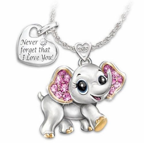 New cute elephant pendant dont forget I love you lettering