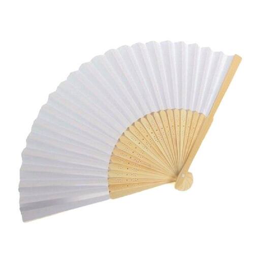 极速Blank White DIY Paper Bamboo Folding Fan for Hand Practi