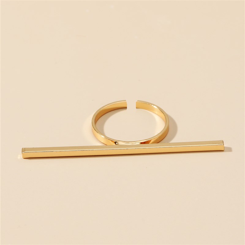 MANGOSKY 18KGP Fashion Long Square Bar Ring For Women