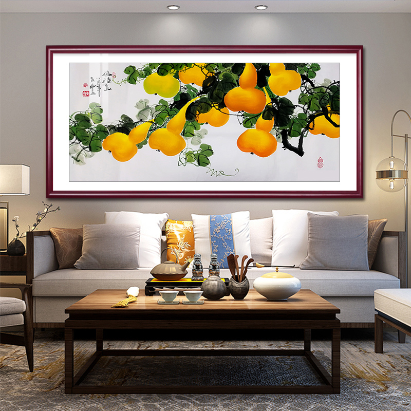 五福临门挂画新中式客厅装饰画餐厅书房福禄葫芦沙发背景墙壁画