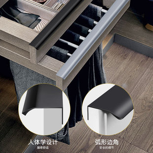 柜门隐形暗拉手轻奢现代极简约抽屉黑色嵌入式橱柜衣柜加长门把手