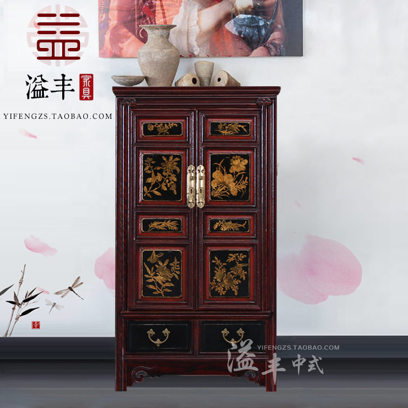 明清仿古新中式全实木玄关鞋柜