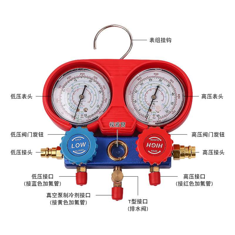 汽车空调冷媒加氟表套装快速接头R134A雪种开瓶器加氟管接头工具