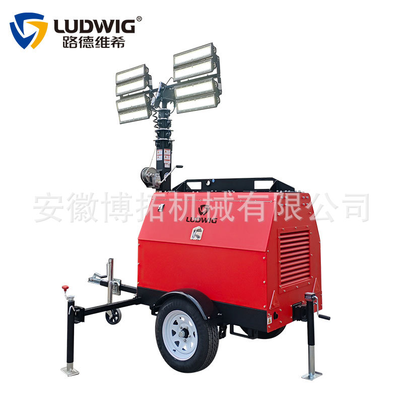 GLTH9510拖车款手动移动照明灯塔4X500W工矿灯抢险救急防汛照明车
