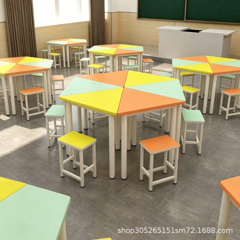 中小学生团体活动阅览桌培训心理辅导桌学生绘画托管班拼接桌