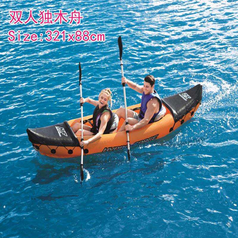 bestway65077挑战者双人独木舟漂流船65052舒适版皮划艇充气艇