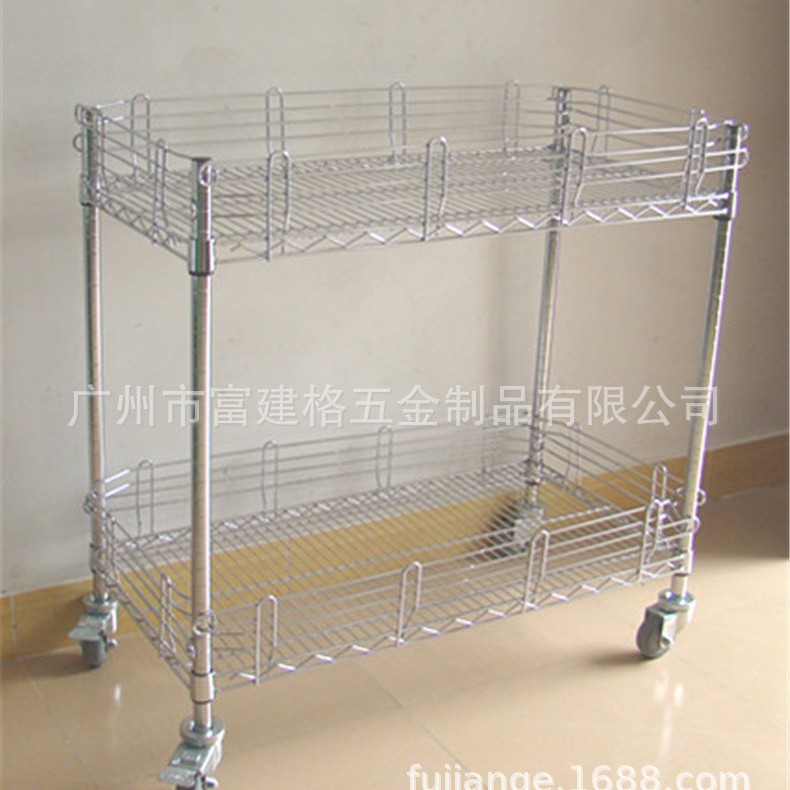 镀铬线网手推车带单侧片物料整理车拣货推车防掉带围网广州工具