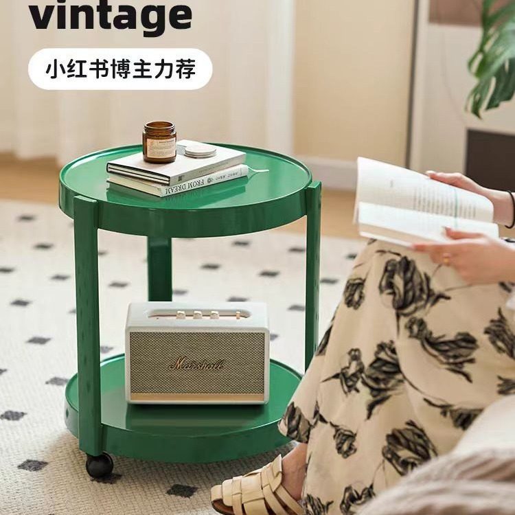 北欧现代简约客厅茶几家用小户型沙发圆形边几ins推车创意床头柜