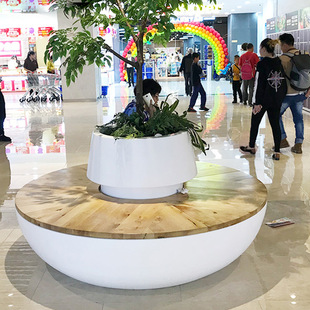 玻璃钢圆形树池座椅创意商场休闲椅景观公共休闲区等候椅户外异形