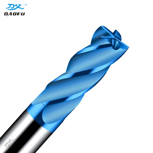 刀父65/68/70度蓝色涂层高硬加长钨钢平底立铣刀 硬质合金平铣刀