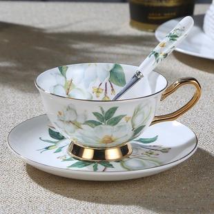陶瓷花茶杯英式 轻奢骨瓷咖啡杯套装 简约杯碟下午茶高级感礼品