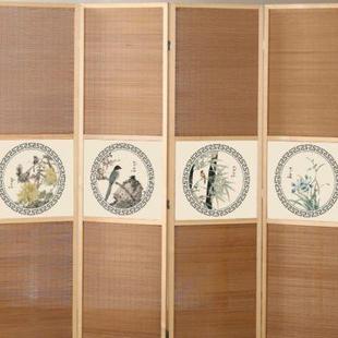 竹编屏风隔断墙客厅卧室遮挡帘折叠移动实木装 中式 饰家用简约现代