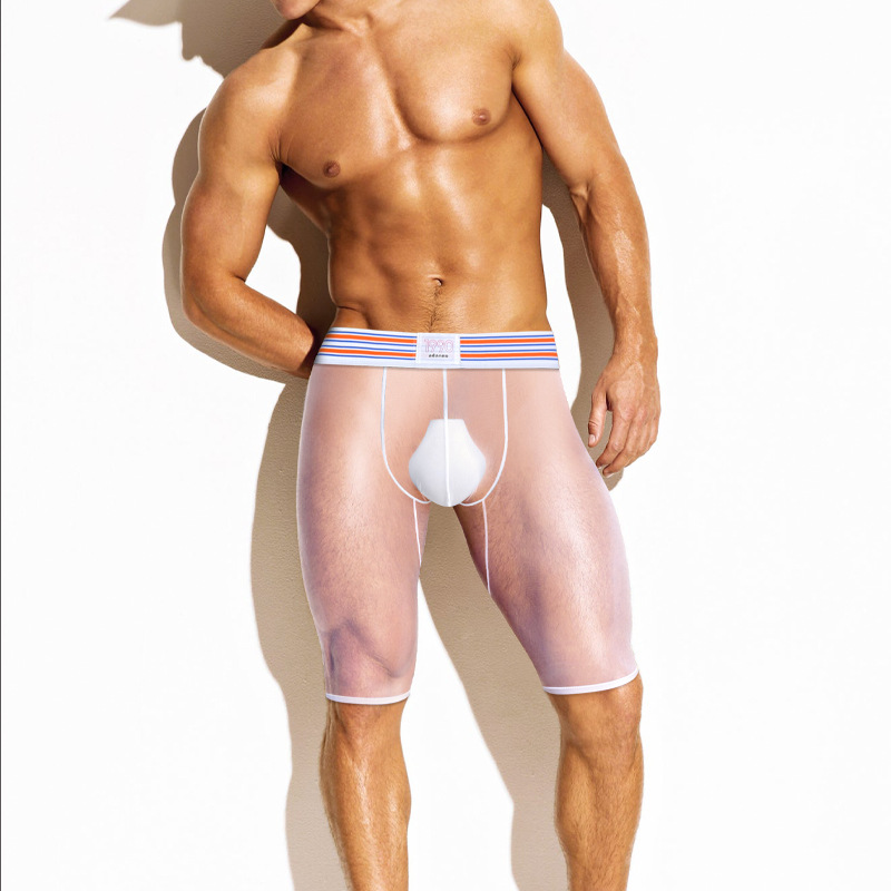 ADANNU男士四角裤性感透明透气低腰健身运动短裤提臀U凸个性潮流