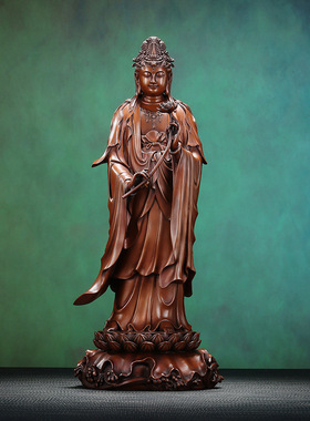 紫铜西方三圣摆件 家居室内供奉释迦观音大势至立像铜工艺品佛像