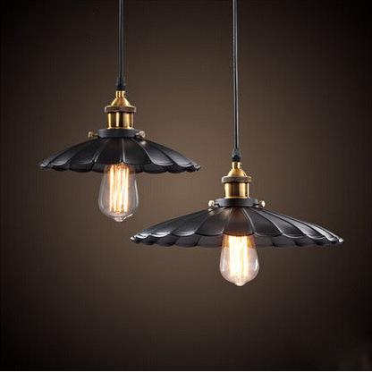 美式复古工业风铁艺吊灯loft酒吧台咖啡餐厅单头小黑裙锅盖吊灯具