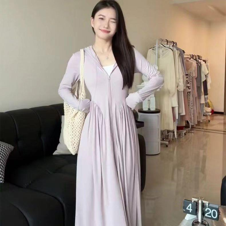 2026夏季防晒衣女长款新款时尚百搭连帽裙子遮阳户外外套防晒服潮