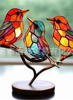 大量现货 新款亚马逊小鸟摆件家居装饰摆件百花小鸟挂件鸟群系列