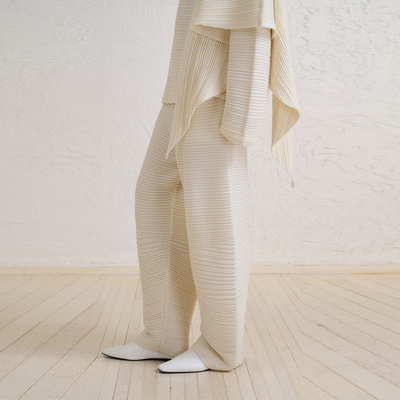 不规则羊毛月亮弧形长裤