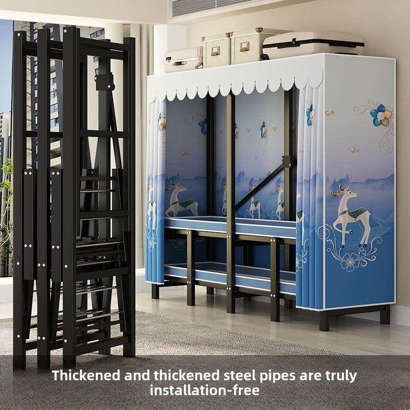 【免安装】衣柜家用卧室布衣柜钢管加粗加固衣柜出租房屋简易衣柜