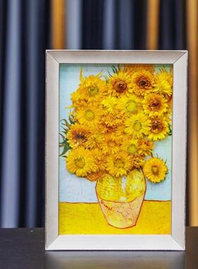 框摆件手工摆件立体保存框中空相框永生花朵相框sw001向日葵2333