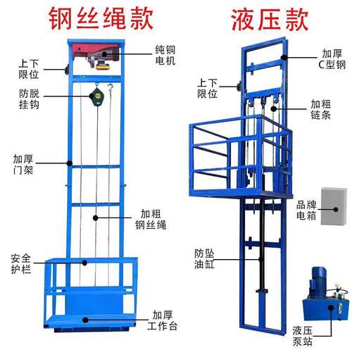 小型升降货电动液压梯电梯升降机导轨式简易仓库厂房家用升降平台
