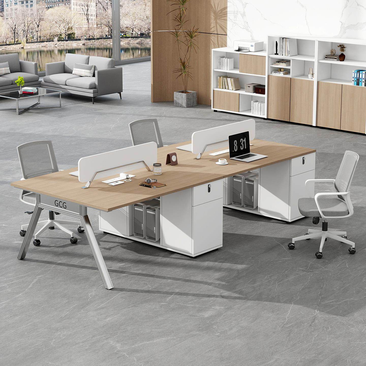 办公桌椅组合简约现代卡座双4四6六人员工位办公室屏风工位职员桌