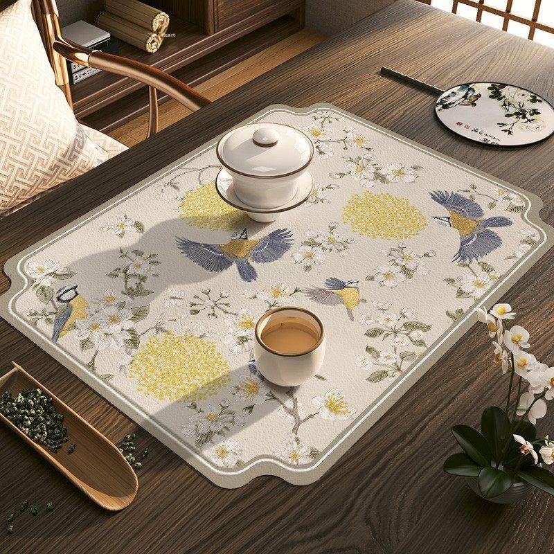 新中式茶席茶垫防水防烫皮革垫高级感茶杯垫茶桌茶几泡茶餐垫隔热,居家布艺,餐垫,淘宝优惠券,粉丝福利购,淘宝优惠卷