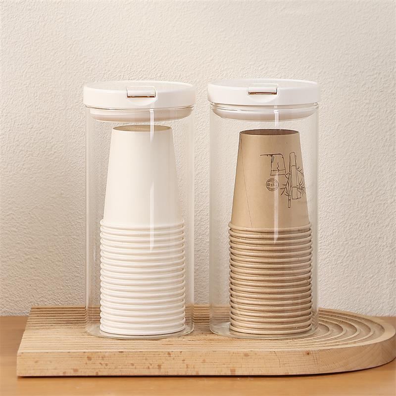 一次性杯子收纳盒装放茶杯塑料纸杯防尘置物筒桌面水杯DIY取杯器