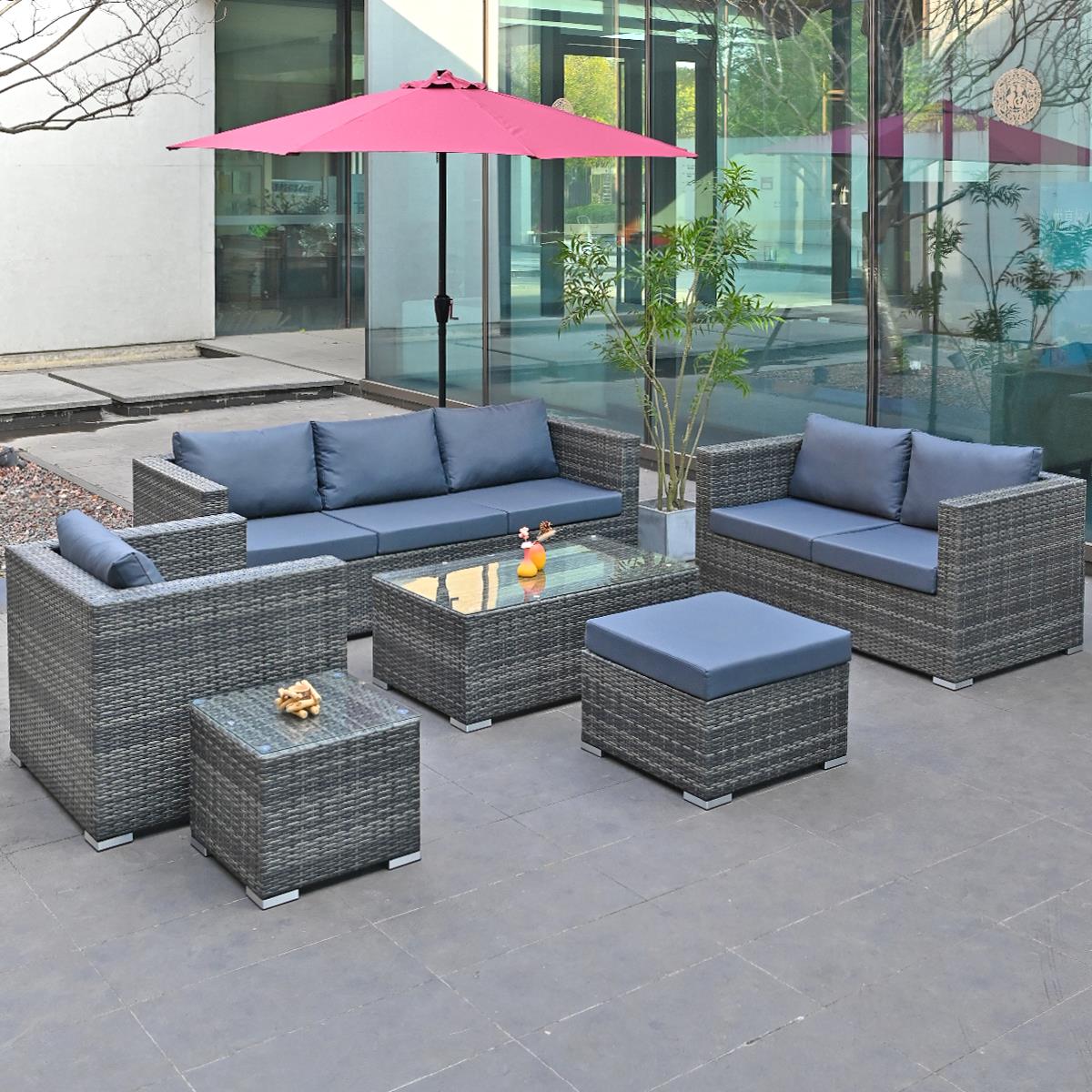 户外沙发庭院组合防晒防水休闲室外藤艺双人藤椅藤编阳台露台家具