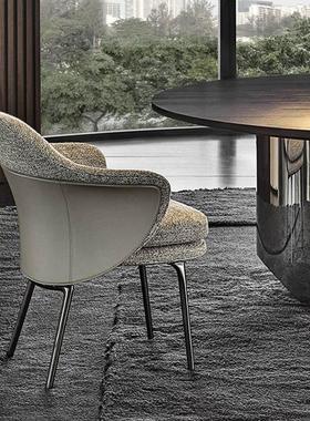 艾尚卡菲 意式极简棉麻Angie餐椅不锈钢高靠背餐厅椅子别墅高档