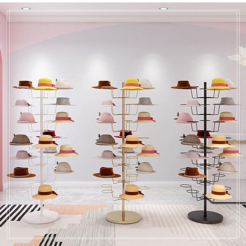 帽子落地展示架女装儿童母婴收纳帽子架挂帽托多层金色上墙衣架子