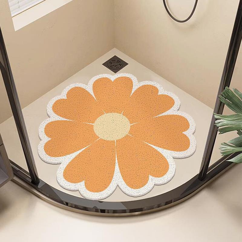 丝圈小花浴室地垫镂空疏水防滑脚垫化妆室淋浴房儿童防摔垫可裁剪