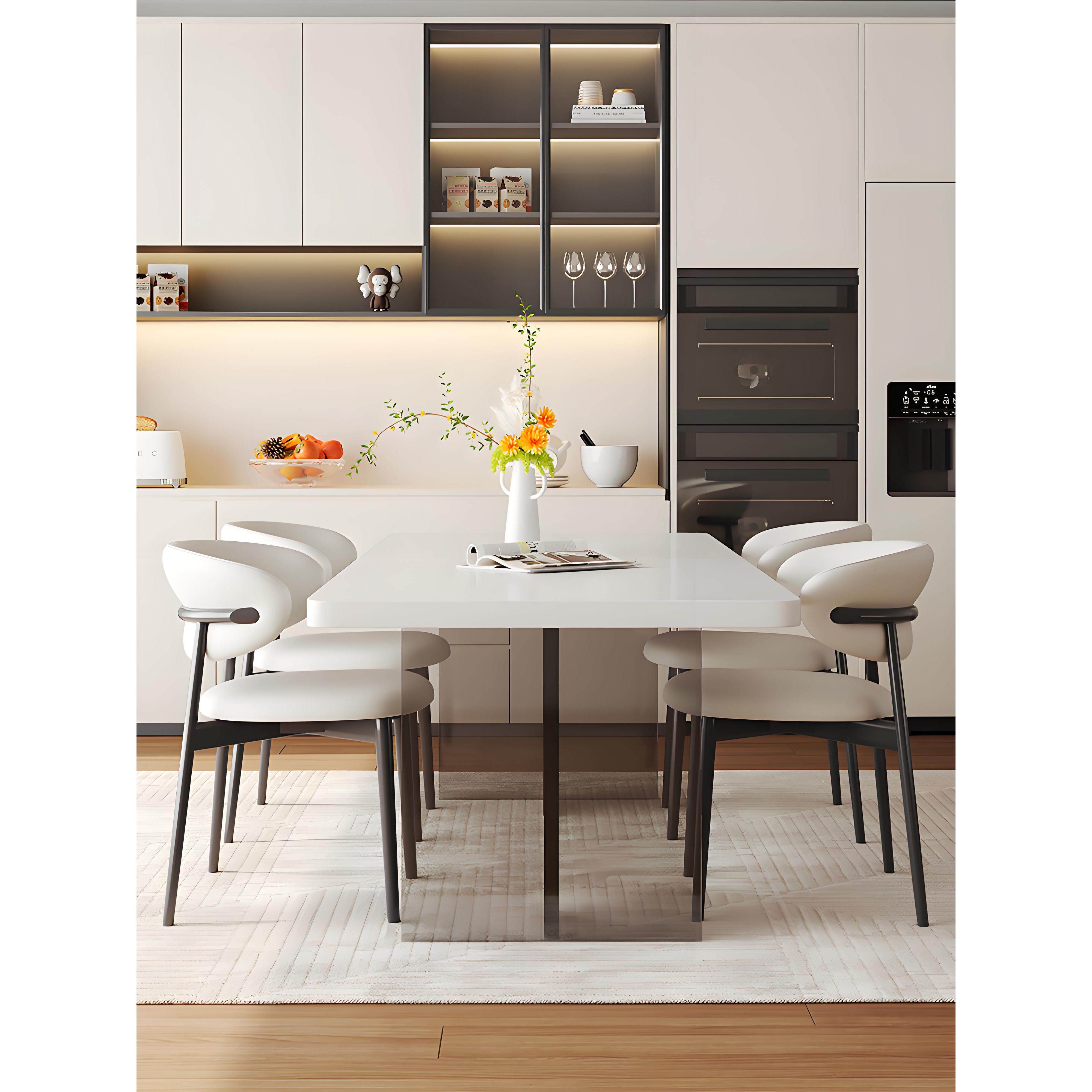 岩板餐桌椅组合意式极简小户型客厅简约现代长方形亚克力悬浮饭桌