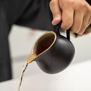小号黑陶禅意手柄公道杯家用陶瓷分茶器茶海公杯倒茶器精品均茶杯