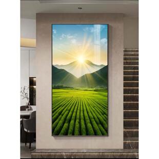 日出东方挂画入户进门客厅玄关装饰画走廊过道尽头乡村田园风景画
