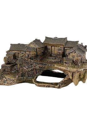 覆古怀旧风农家庭院鱼缸造景树脂房子摆件可沉底造景装饰工艺礼品