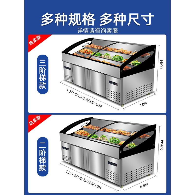 展示柜冷冻三阶梯餐厅鱿鱼熟食卤菜烧烤商用冷藏柜冰柜保鲜柜冰台