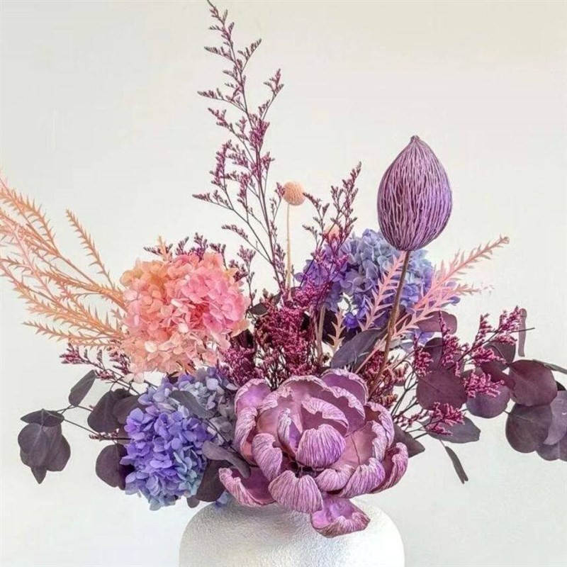 真花大花束玄关餐桌斗柜岛台客厅干花永生花摆件百搭花束家居装饰