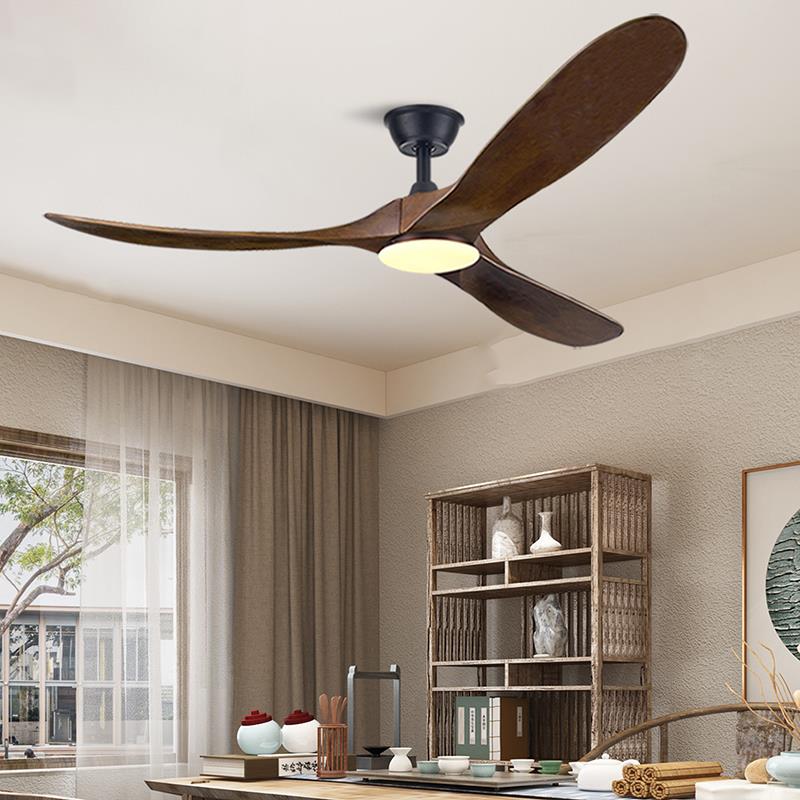 实木新款风扇灯吊扇灯大风力餐厅客厅家用带灯吊扇一体吊灯静音